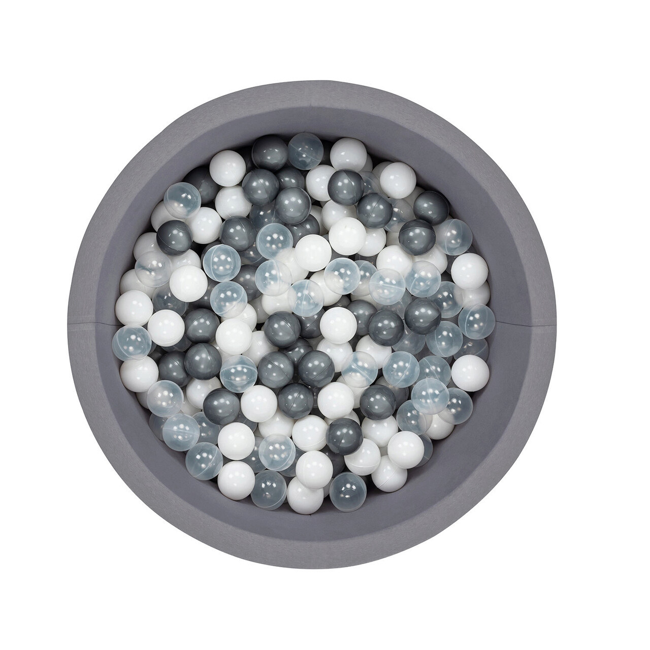 Piscina cu bile, Bubble Pops, 150 bile, Ø85 x 30 cm, bumbac/plastic, gri - imagine 3